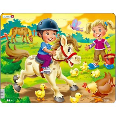 Børn på bondegården: Ponyen - Rammepuslespil, 16 brikker