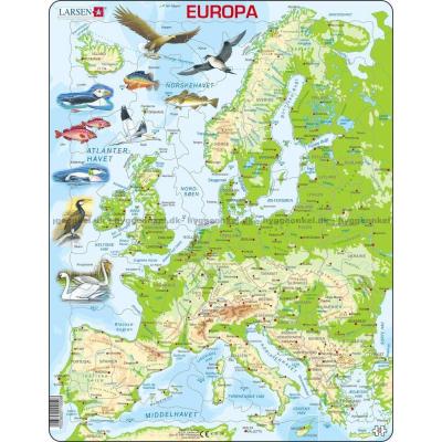 Europa kort - Rammepuslespil, 87 brikker