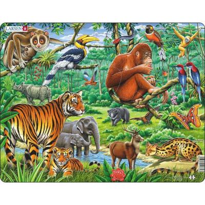 Dyr i junglen - Rammepuslespil, 20 brikker